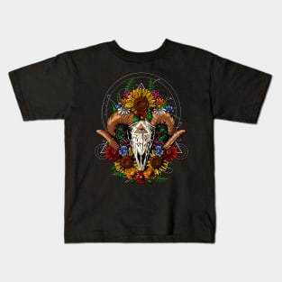 Floral Ram Skull Kids T-Shirt